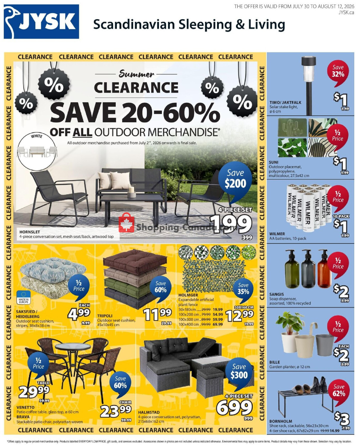 JYSK flyer from Thursday July 30, 2026 to Wednesday August 12, 2026 - page 1