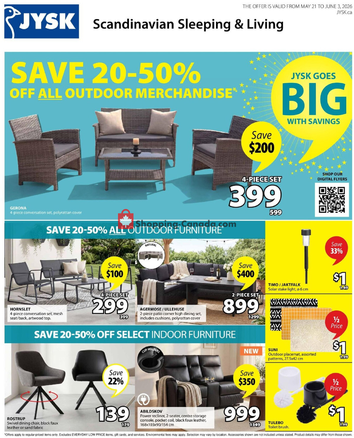 JYSK flyer from Thursday May 21, 2026 to Wednesday June 3, 2026 - page 1