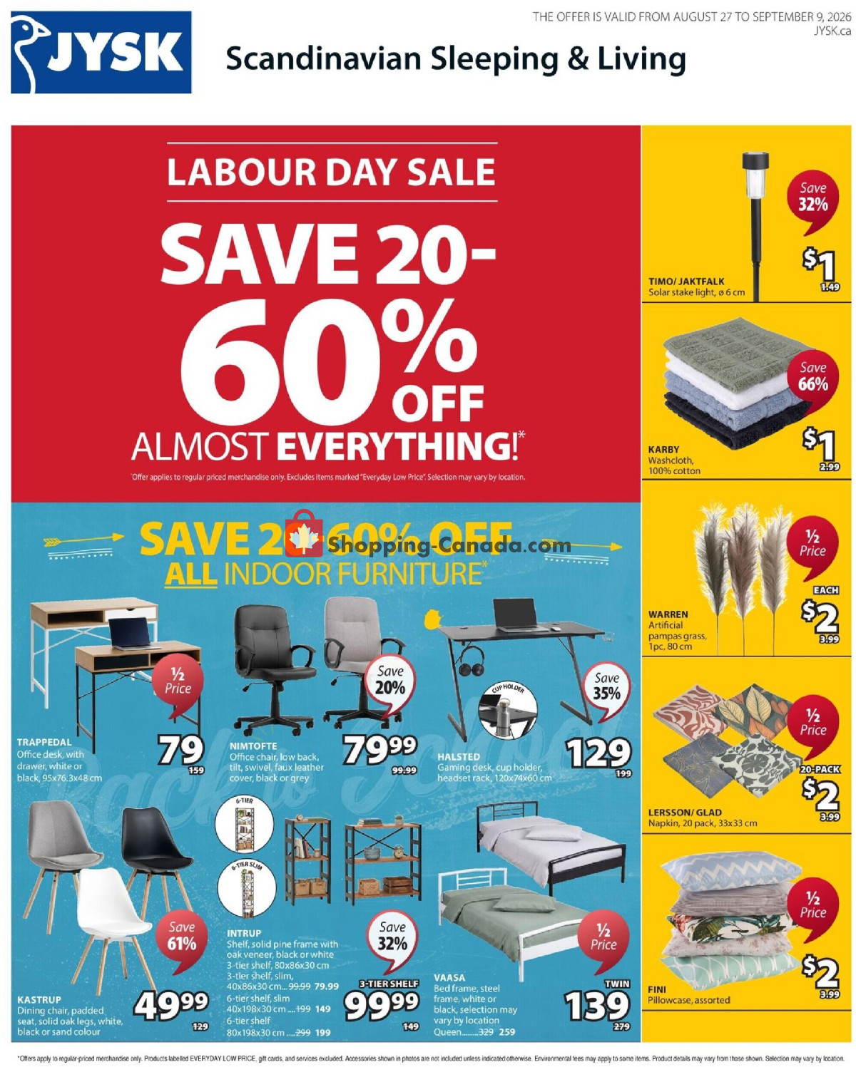 JYSK flyer from Thursday August 27, 2026 to Wednesday September 9, 2026 - page 1
