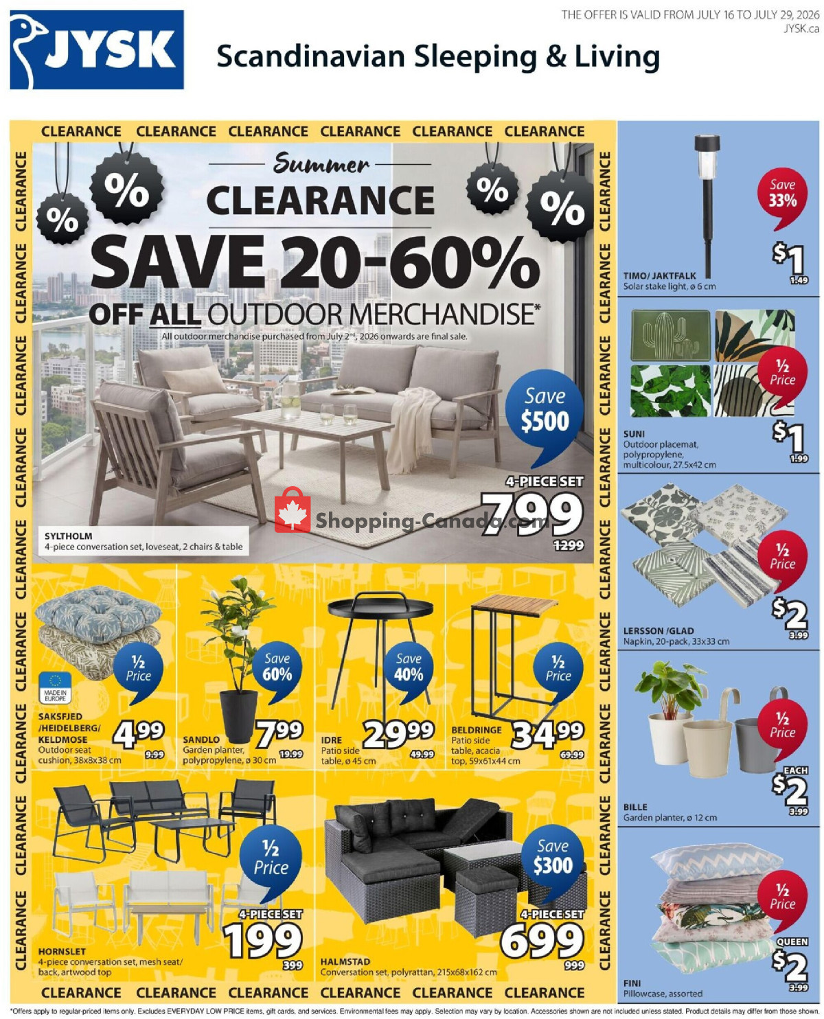 JYSK flyer from Thursday July 16, 2026 to Wednesday July 29, 2026 - page 1