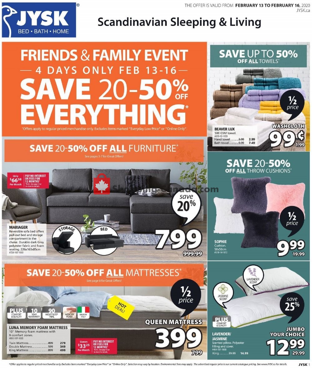 JYSK Canada, flyer (Friends And Family Event) February 13 February