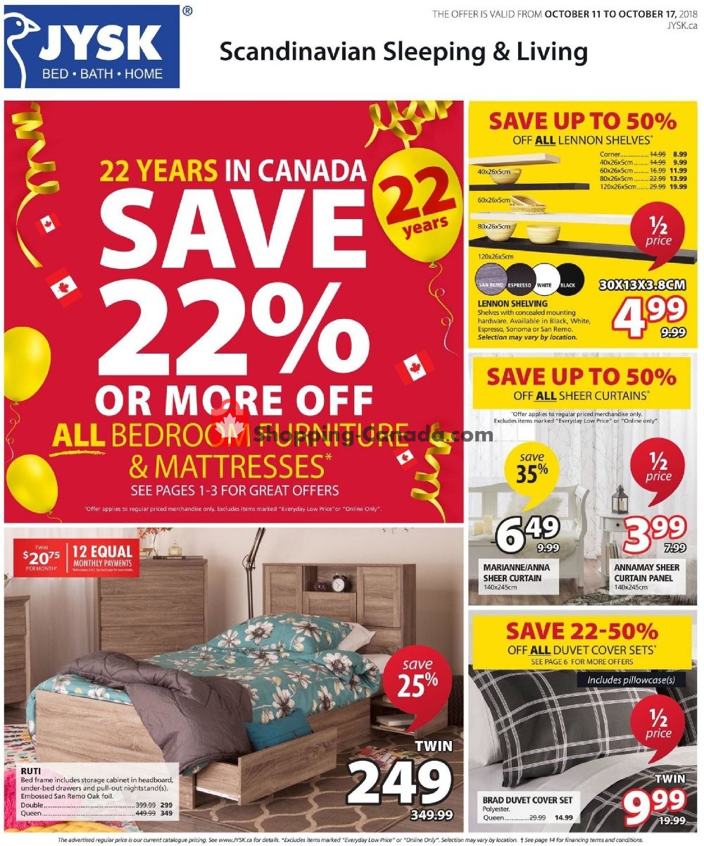 JYSK flyer from Thursday October 11, 2018 to Wednesday October 17, 2018 - page 1