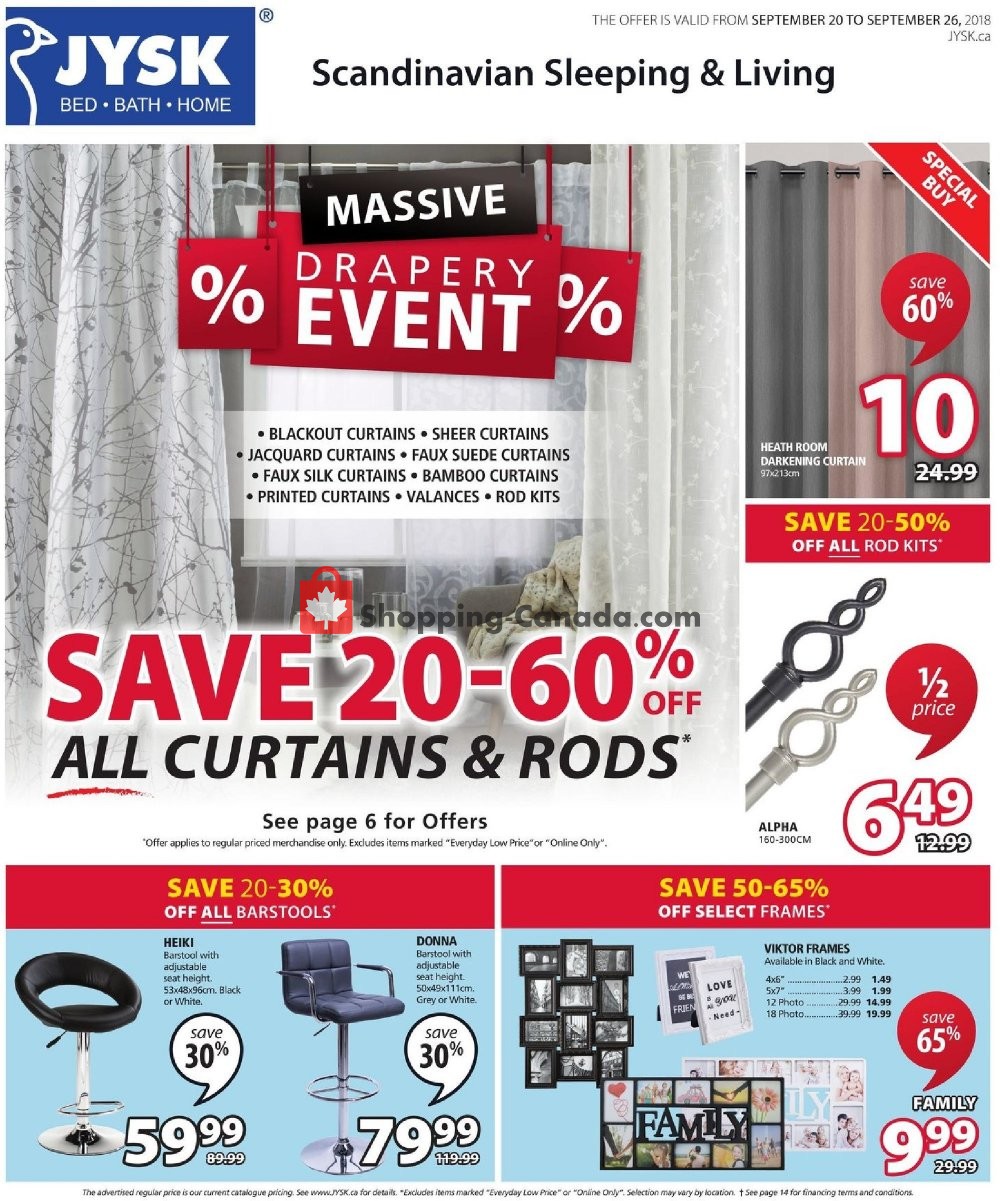 JYSK Canada, flyer September 20 September 26, 2018 Shopping Canada
