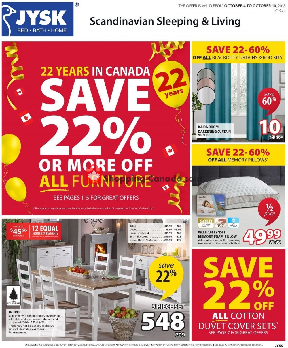 JYSK Canada, flyer JYSK (ON) October 4 October 10, 2018 Shopping