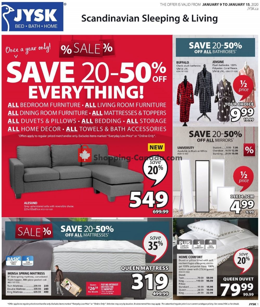JYSK flyer from Thursday January 9, 2020 to Wednesday January 15, 2020 - page 1