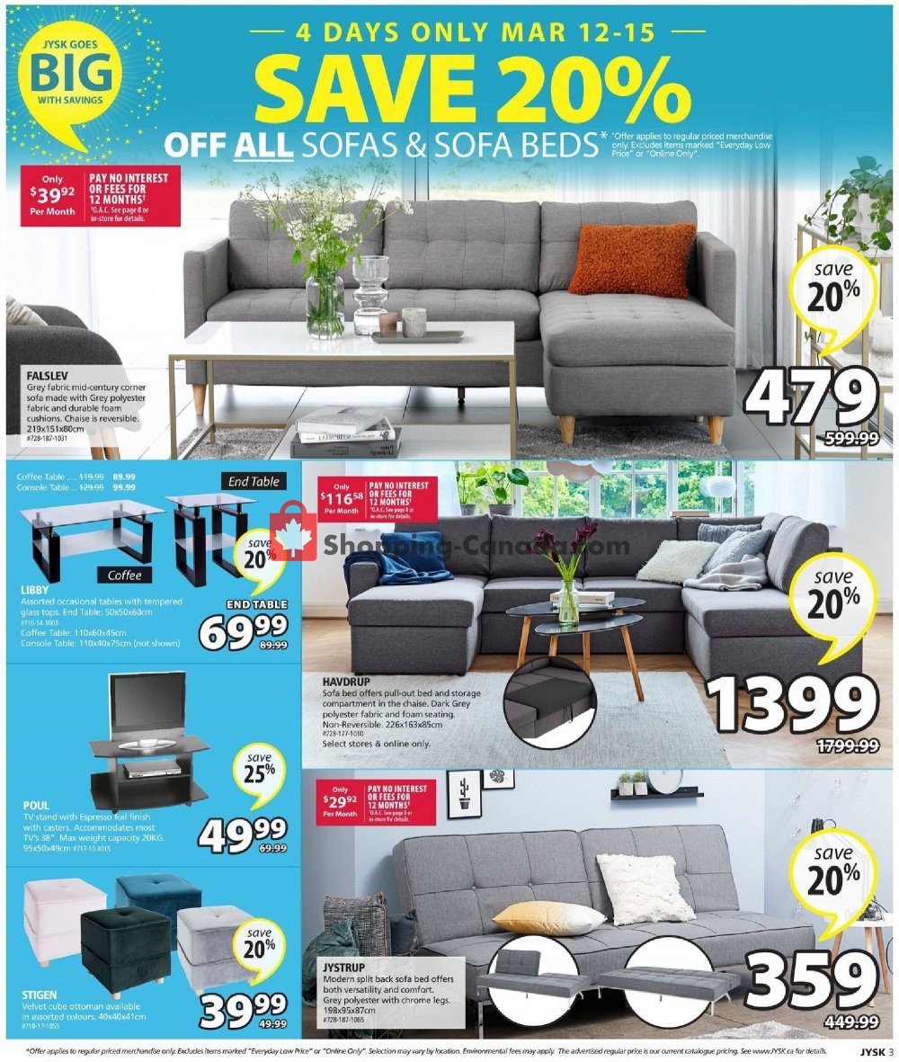 JYSK Canada, flyer (Scandinavian Sleeping and Living) March 12