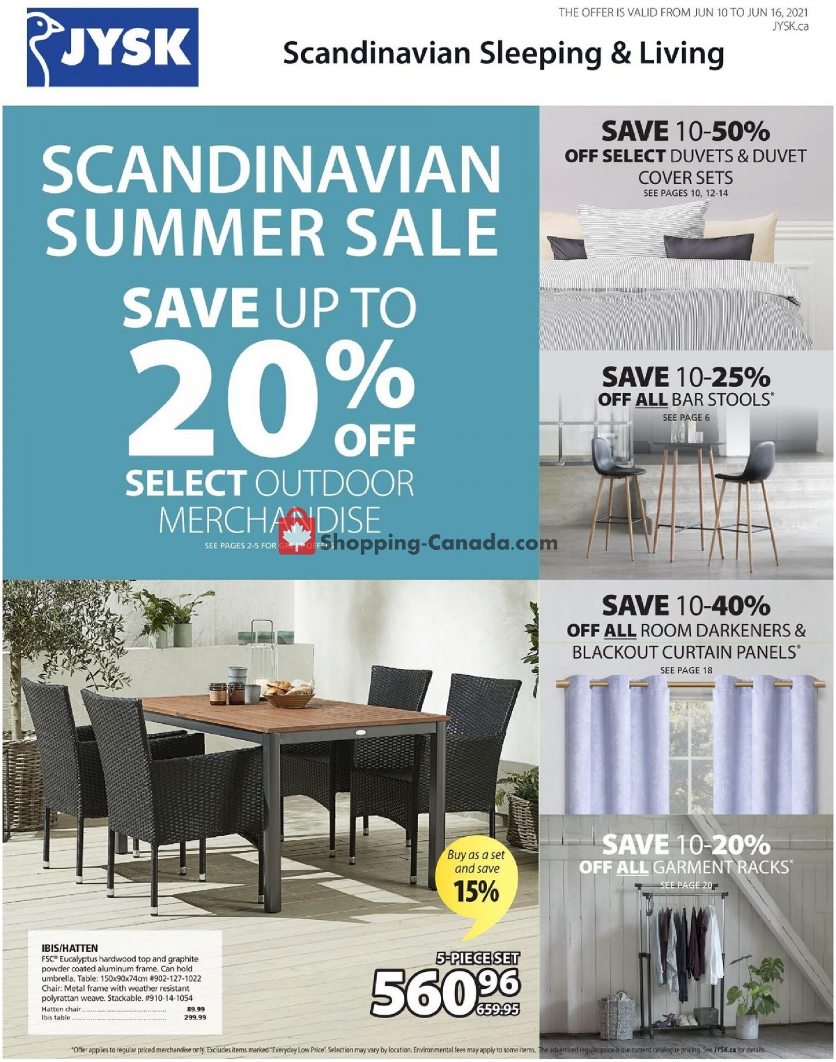 JYSK Canada, flyer (Scandinavian Summer Sale) June 10 June 16