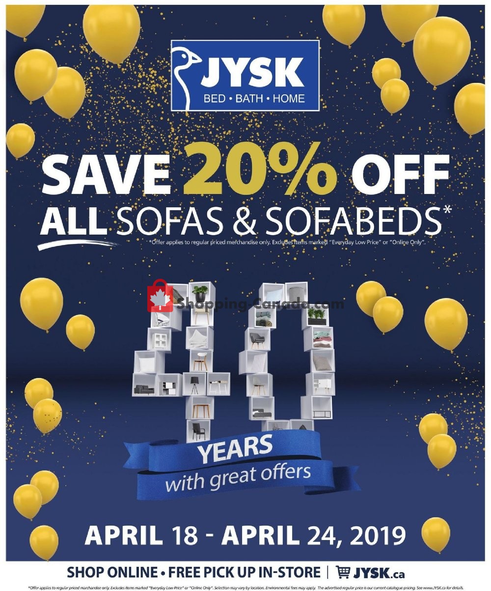 JYSK flyer from Thursday April 18, 2019 to Wednesday April 24, 2019 - page 1