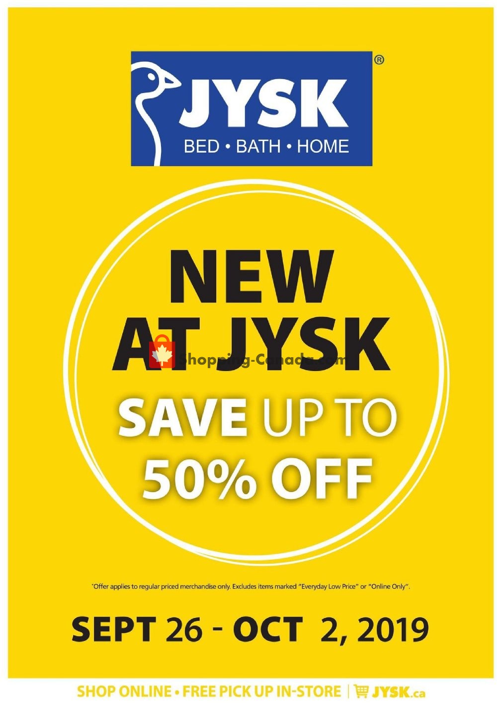 JYSK Canada, flyer (Special Offer) September 26 October 2, 2019