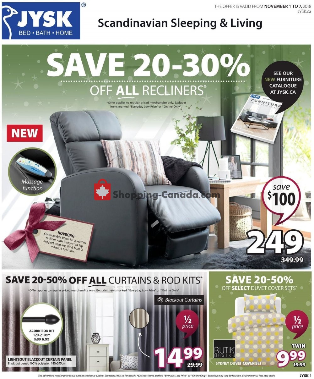 JYSK Canada, flyer (West) November 1 November 7, 2018 Shopping Canada