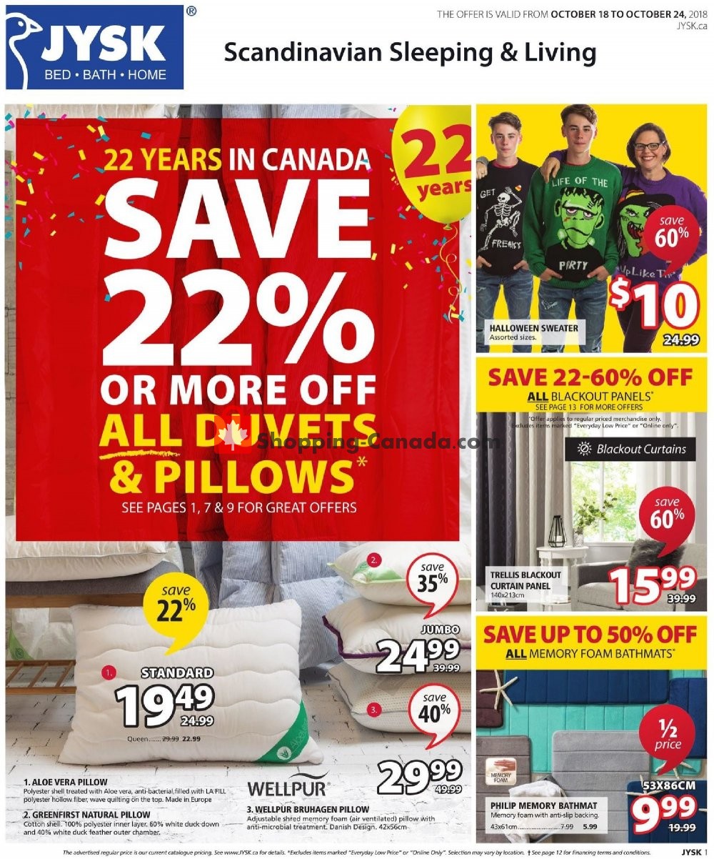 JYSK flyer from Thursday October 18, 2018 to Wednesday October 24, 2018 - page 1