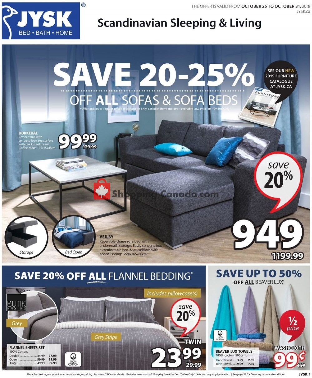 JYSK flyer from Thursday October 25, 2018 to Wednesday October 31, 2018 - page 1