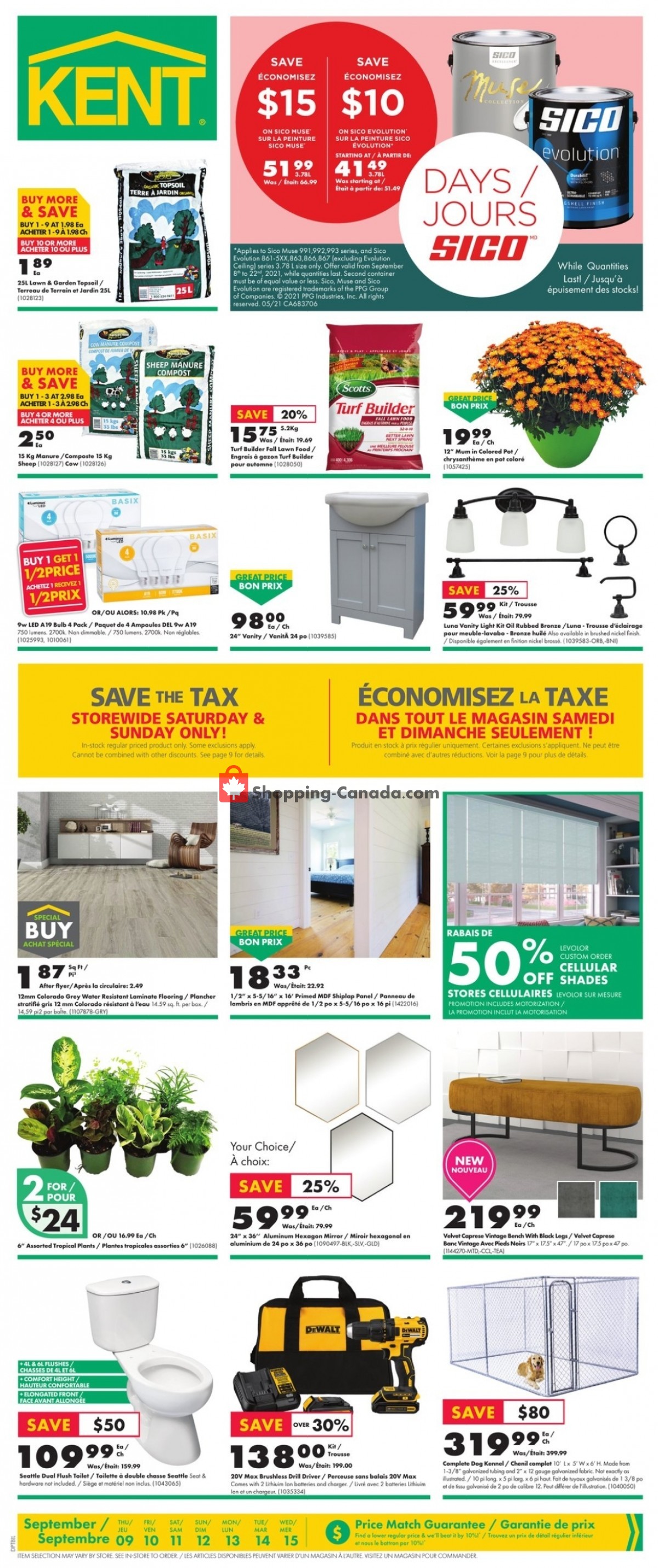 Kent Building Supplies flyer from Thursday September 9, 2021 to Wednesday September 15, 2021 - page 1