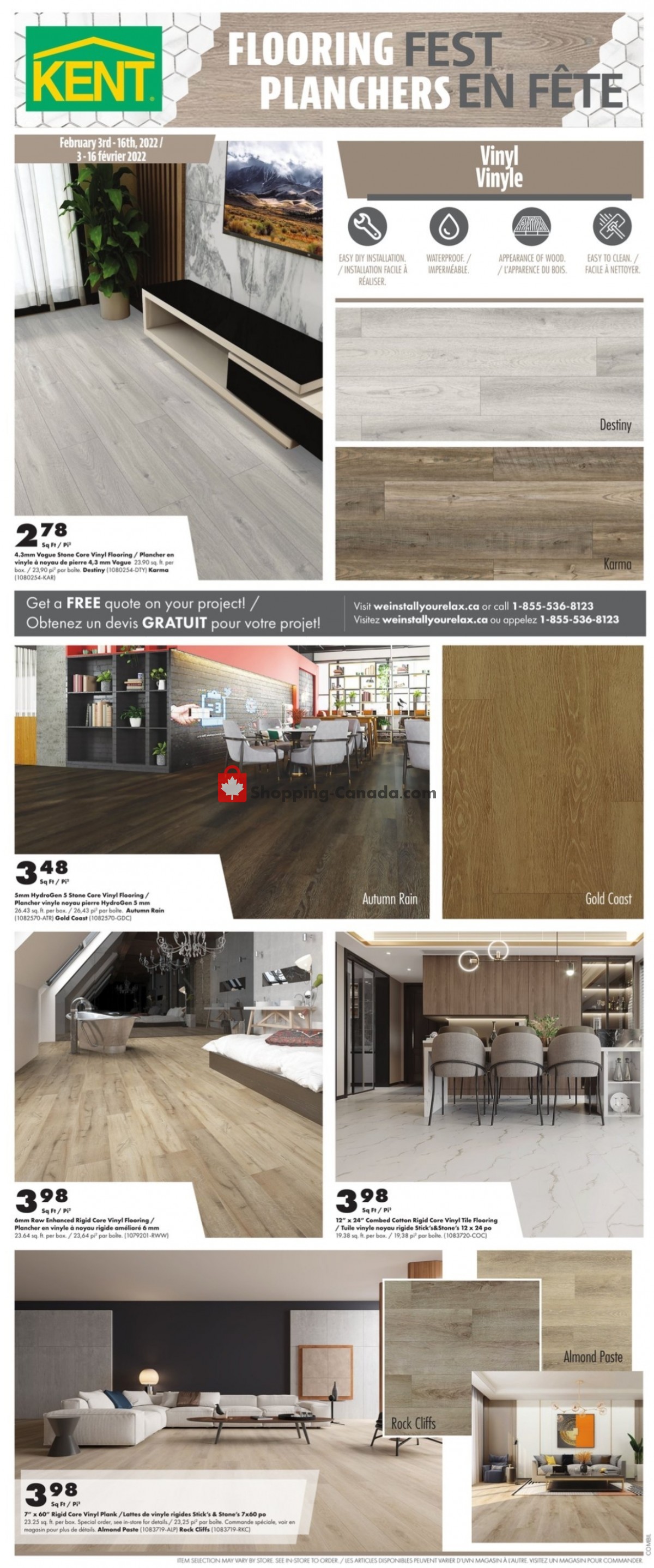 Kent Building Supplies Canada, flyer (Flooring Fest) February 3
