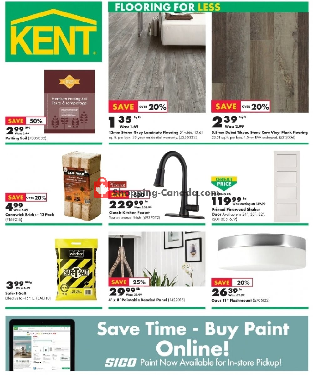 Kent Building Supplies Canada, flyer (Flooring For Less) January 14