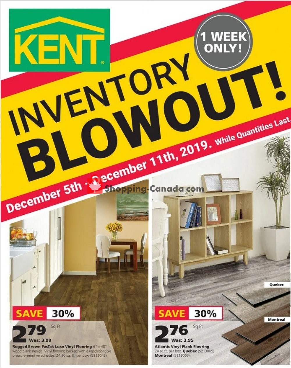 Kent Building Supplies Canada, flyer - (Inventory Blowout): December 5