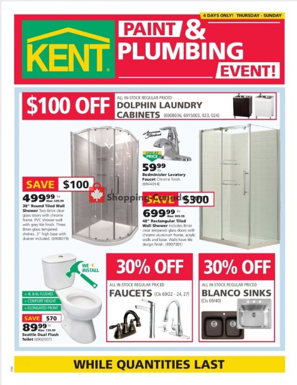 Kent Building Supplies Canada, flyer (Paint And Plumbing Event) April 4 April 7, 2019
