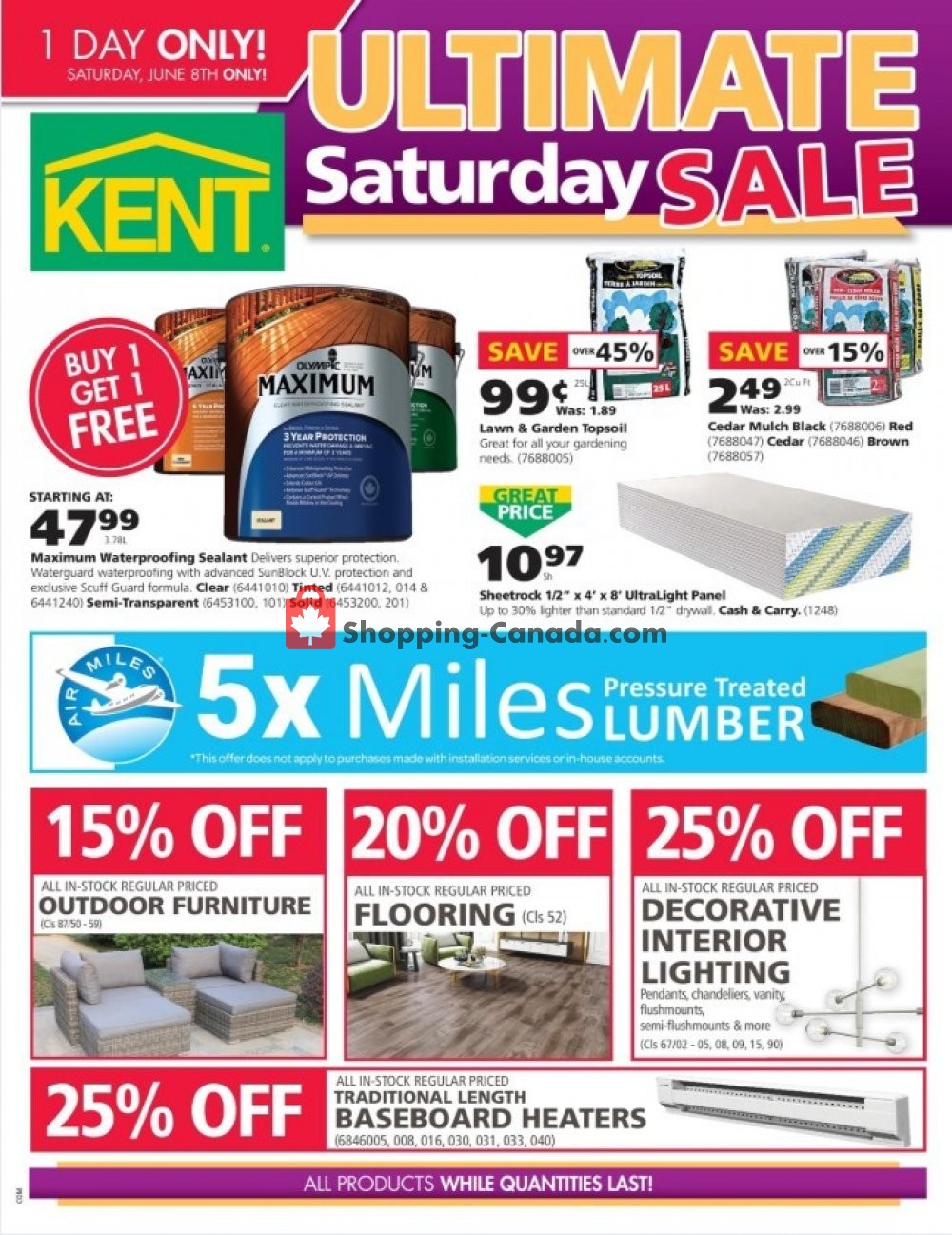 Kent Building Supplies Canada, flyer (Ultimate Saturday Sale) June 8