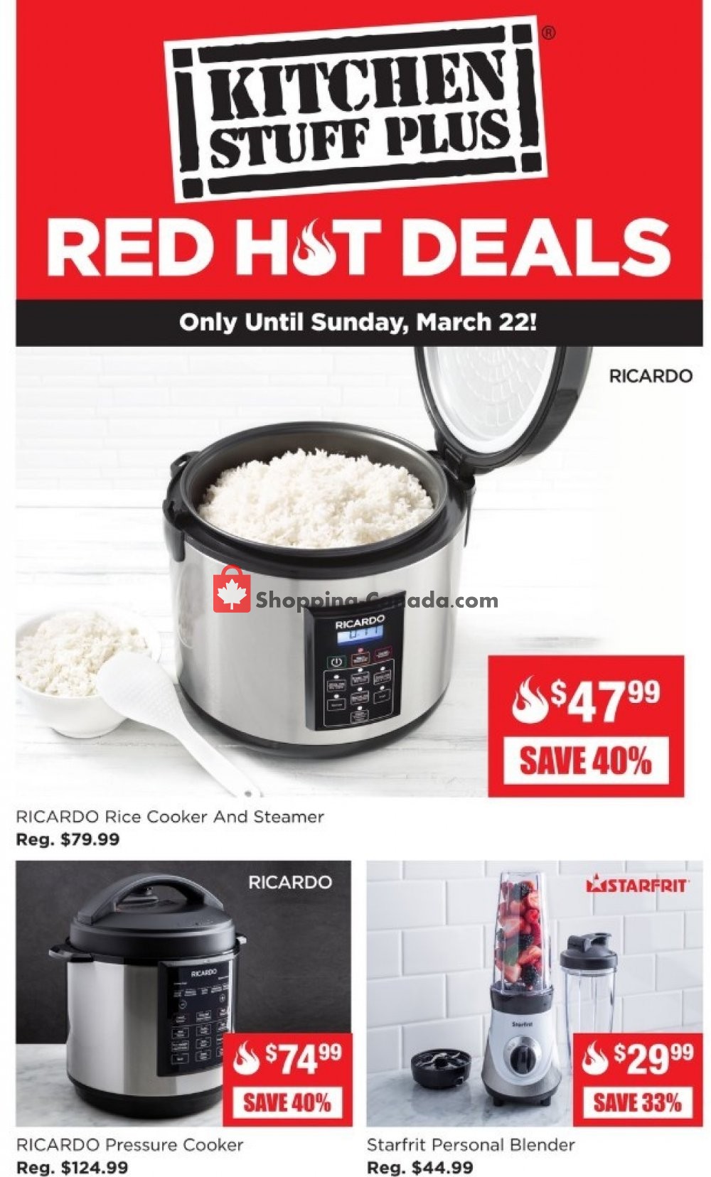 Kitchen Stuff Plus Canada, flyer (Red Hot Deals) March 16 March 22, 2020 Shopping Canada