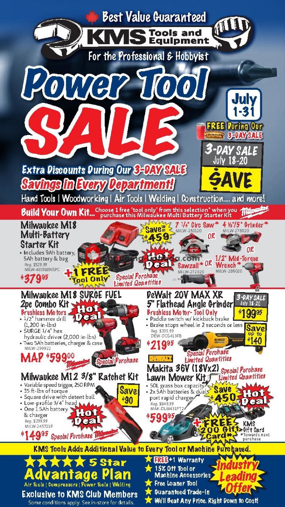 KMS Tools & Equipment Canada, flyer (Power Tool Sale) July 1 July
