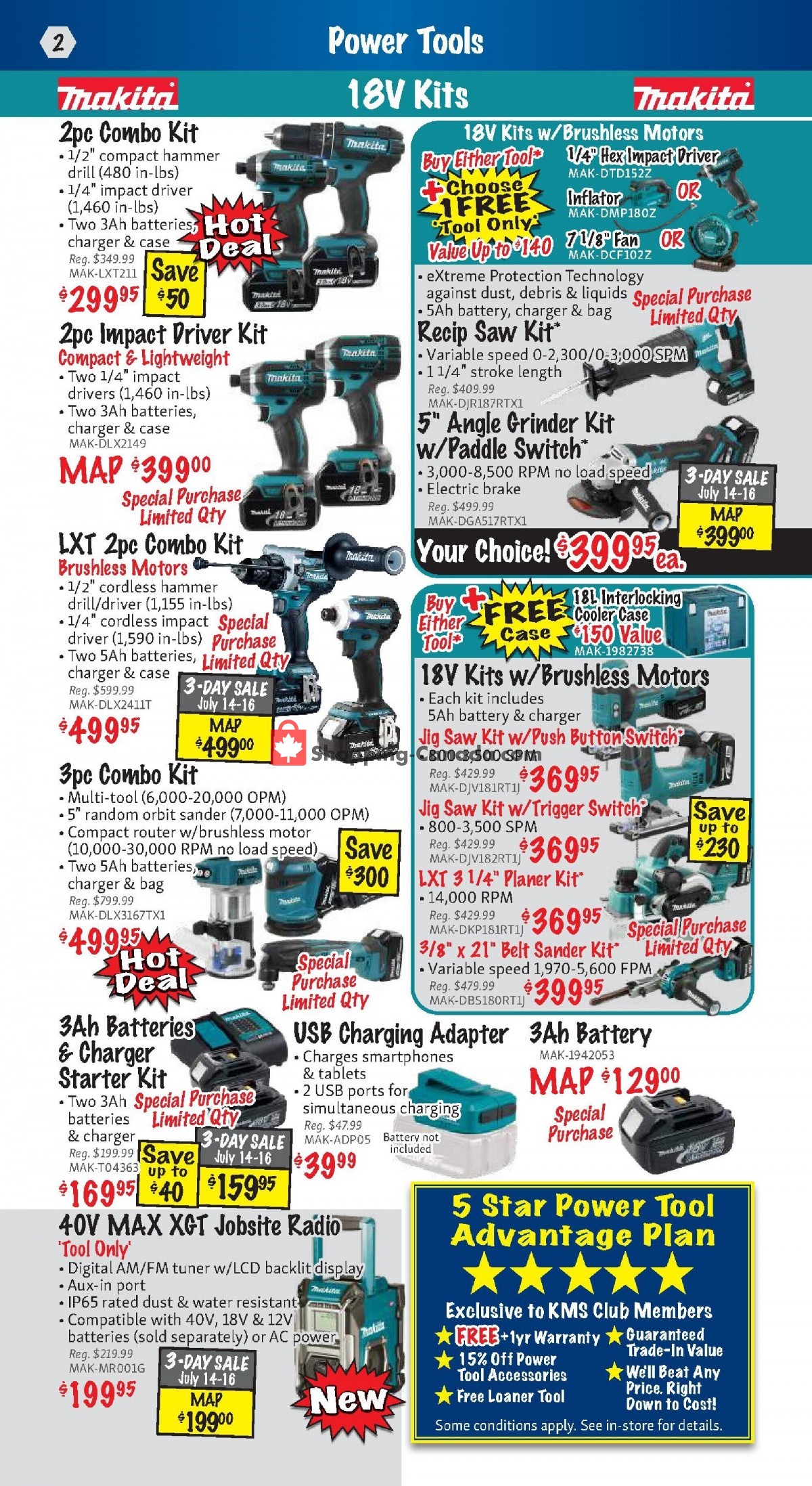 KMS Tools & Equipment Canada, flyer (Power Tool Sale) July 1 July