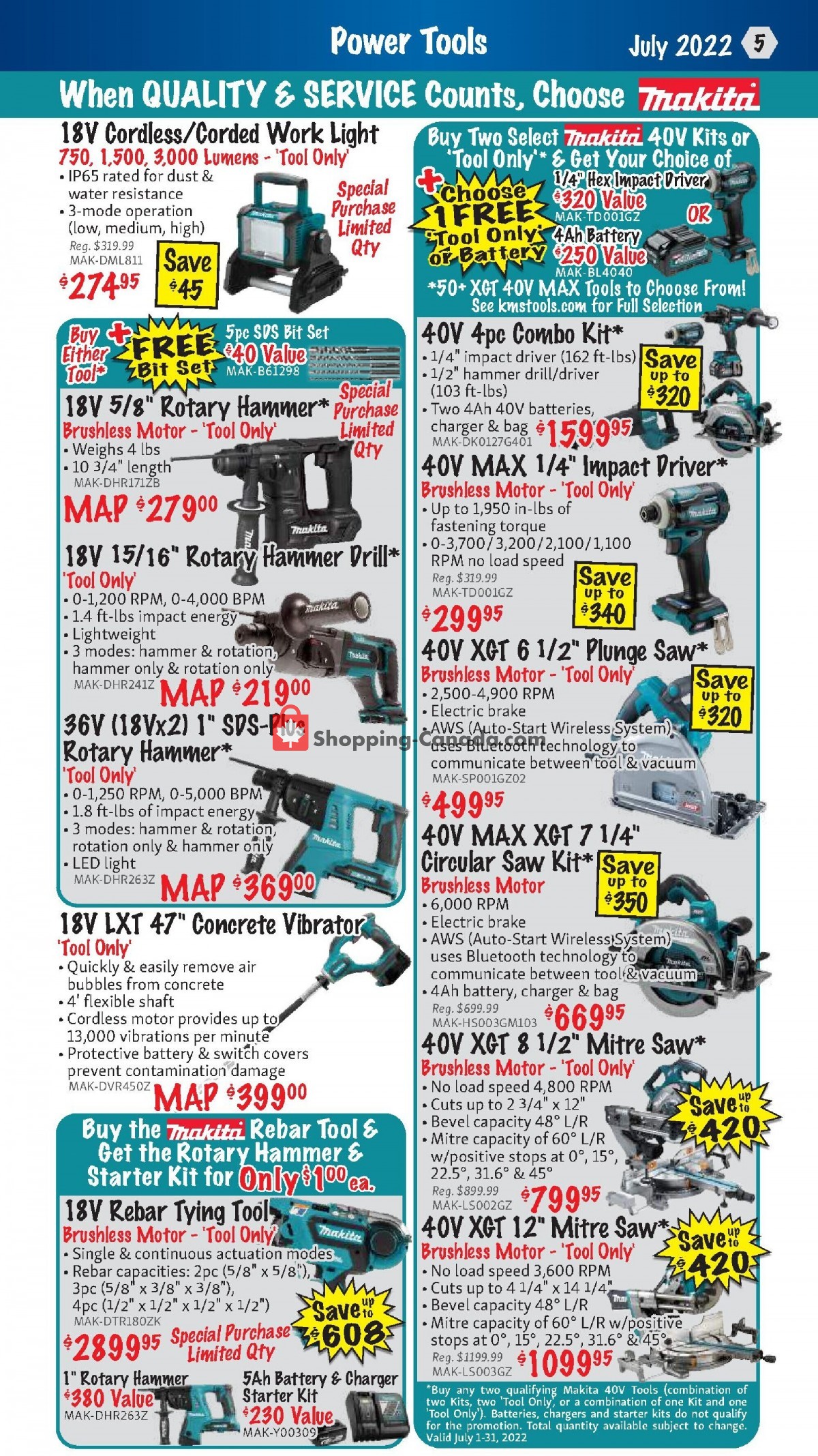 KMS Tools & Equipment Canada, flyer (Power Tool Sale) July 1 July