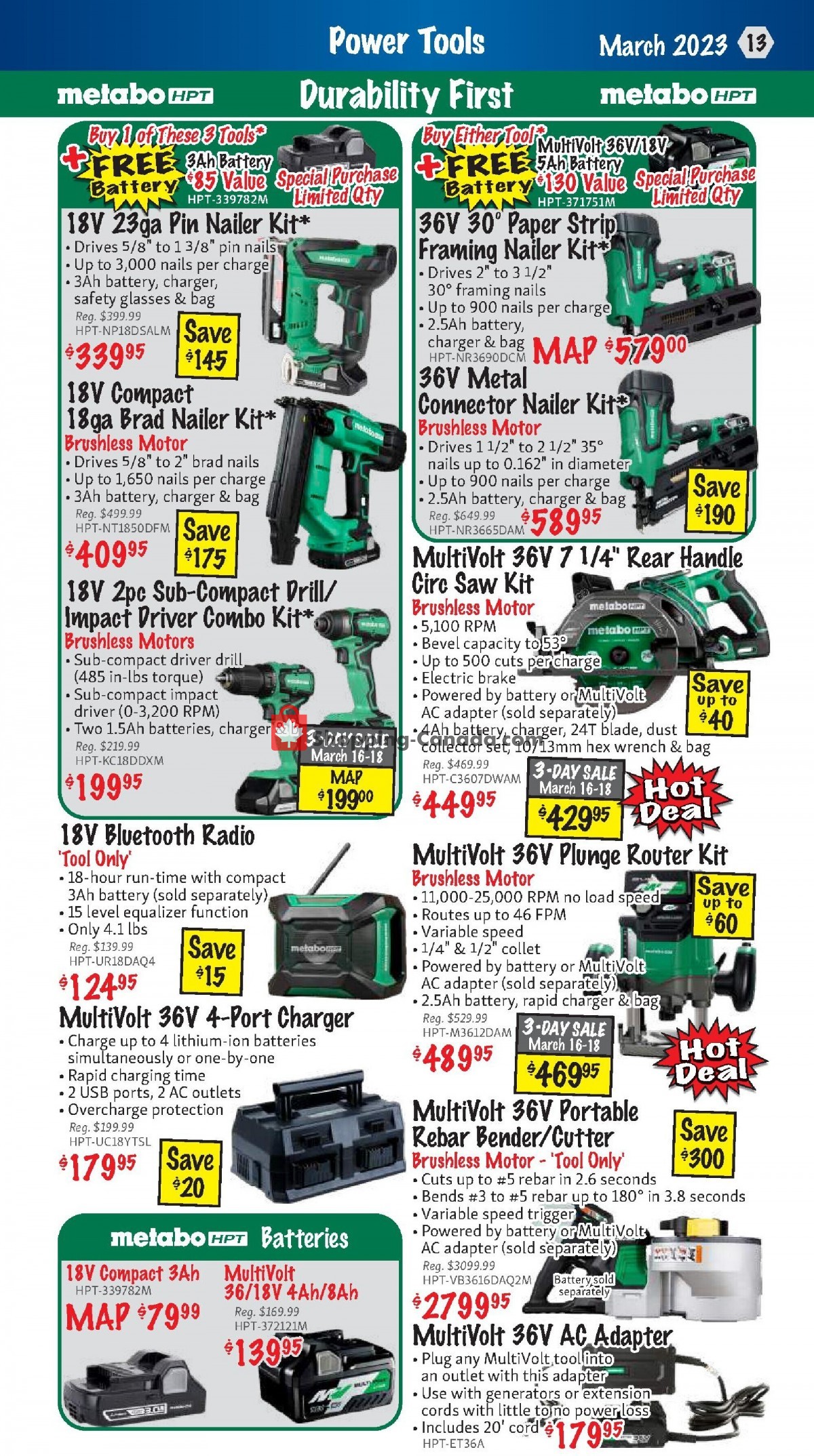 KMS Tools & Equipment Canada, flyer (Power Tool Sale) March 1