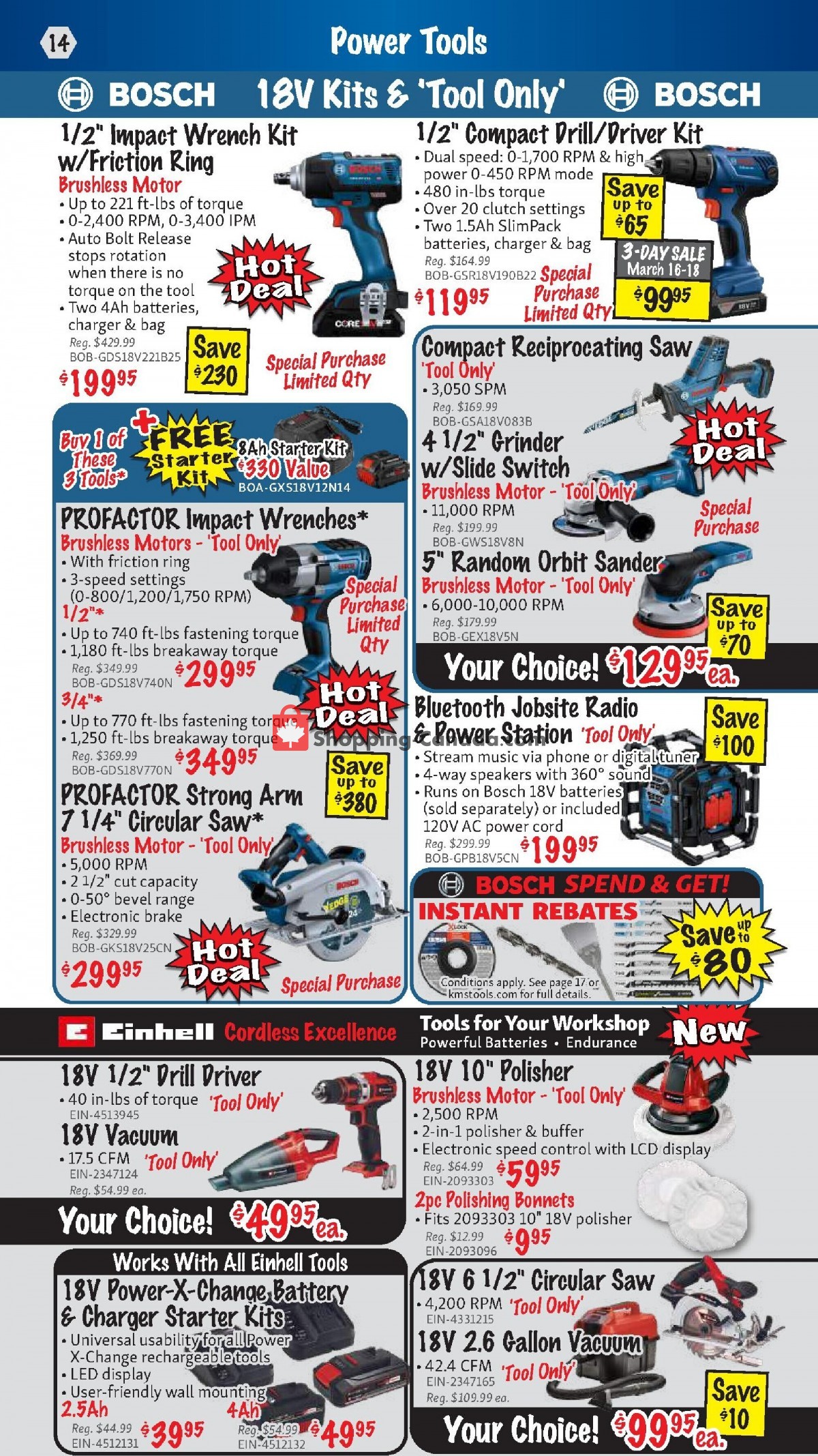 KMS Tools & Equipment Canada, flyer (Power Tool Sale) March 1