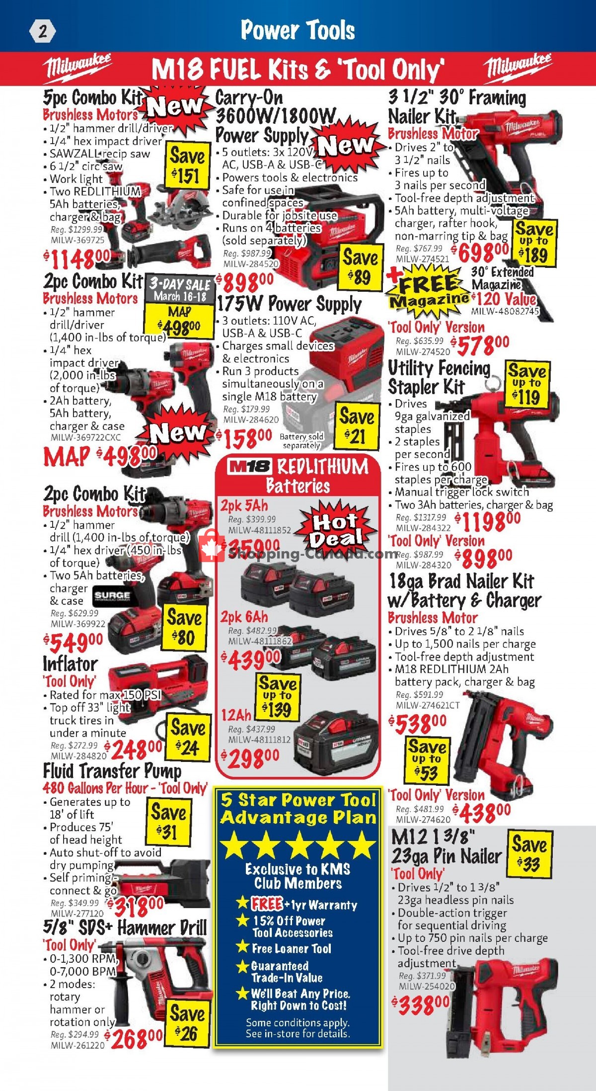 KMS Tools & Equipment Canada, flyer (Power Tool Sale) March 1