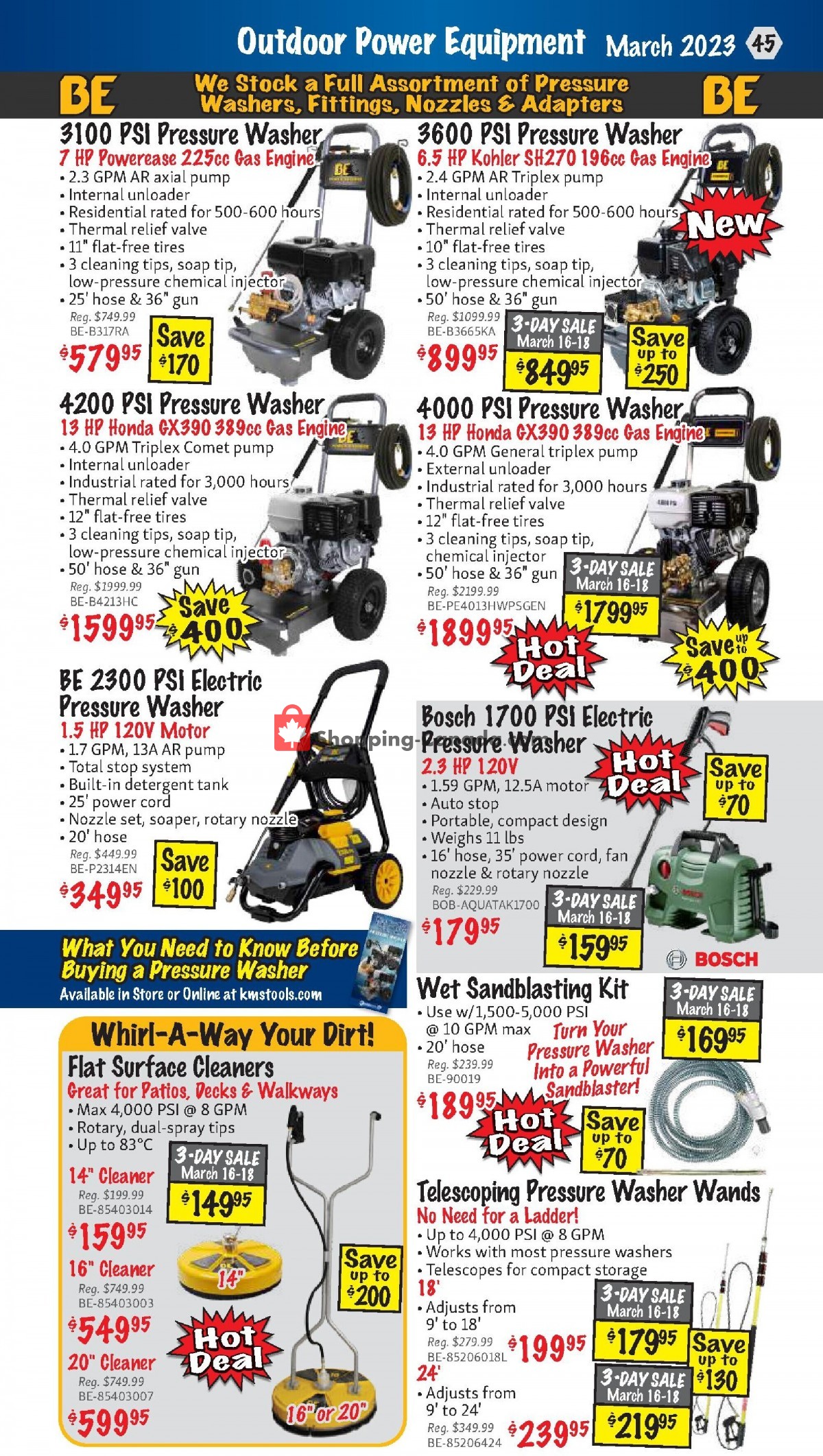 KMS Tools & Equipment Canada, flyer (Power Tool Sale) March 1