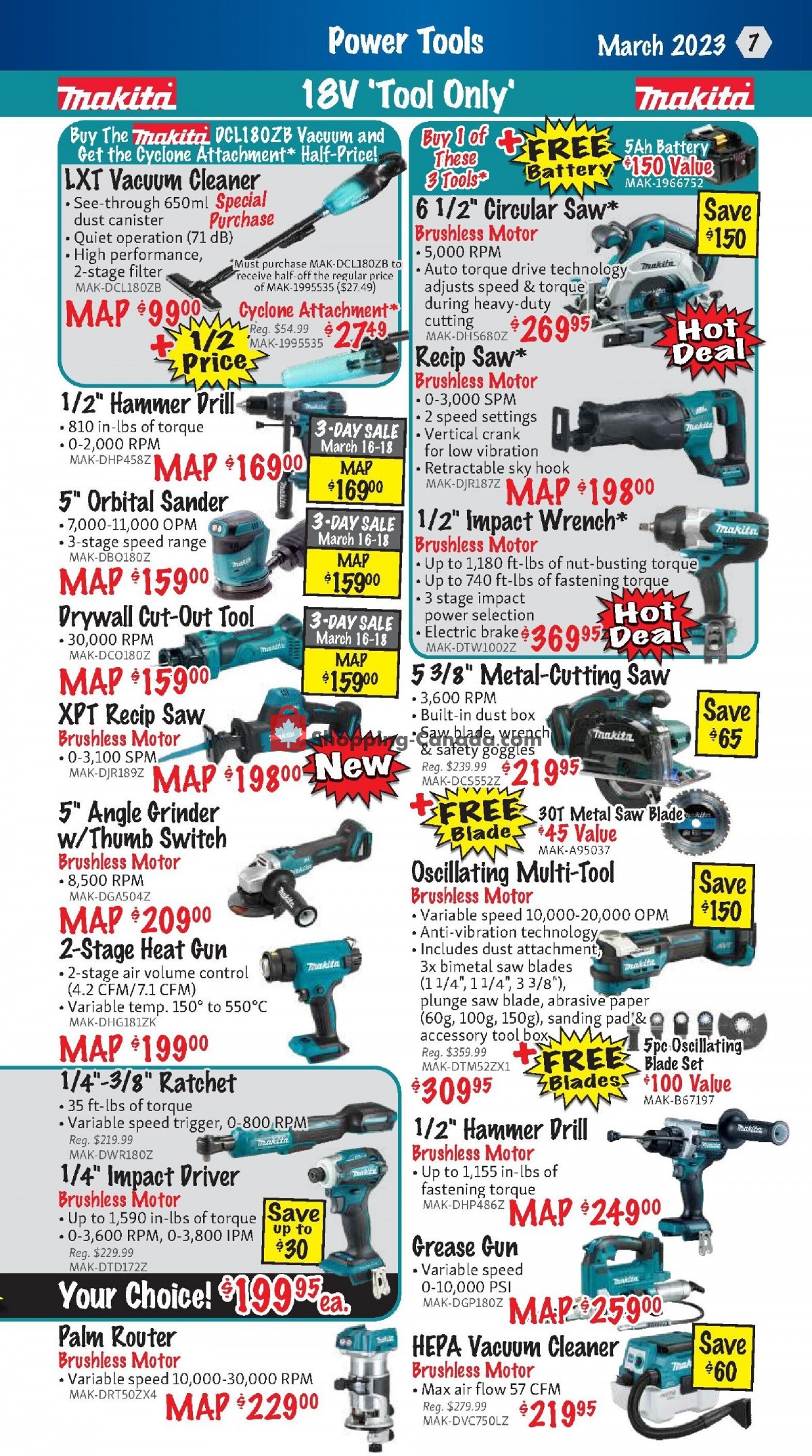 KMS Tools & Equipment Canada, flyer (Power Tool Sale) March 1