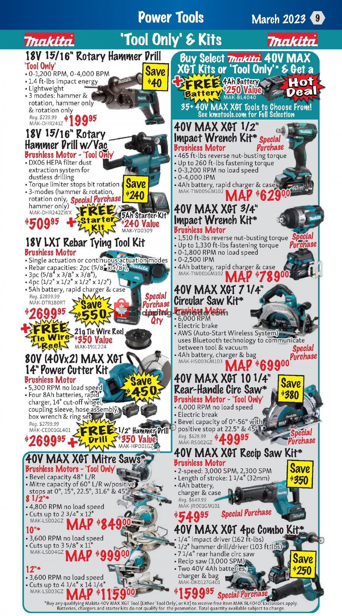 KMS Tools & Equipment Canada, flyer (Power Tool Sale) March 1