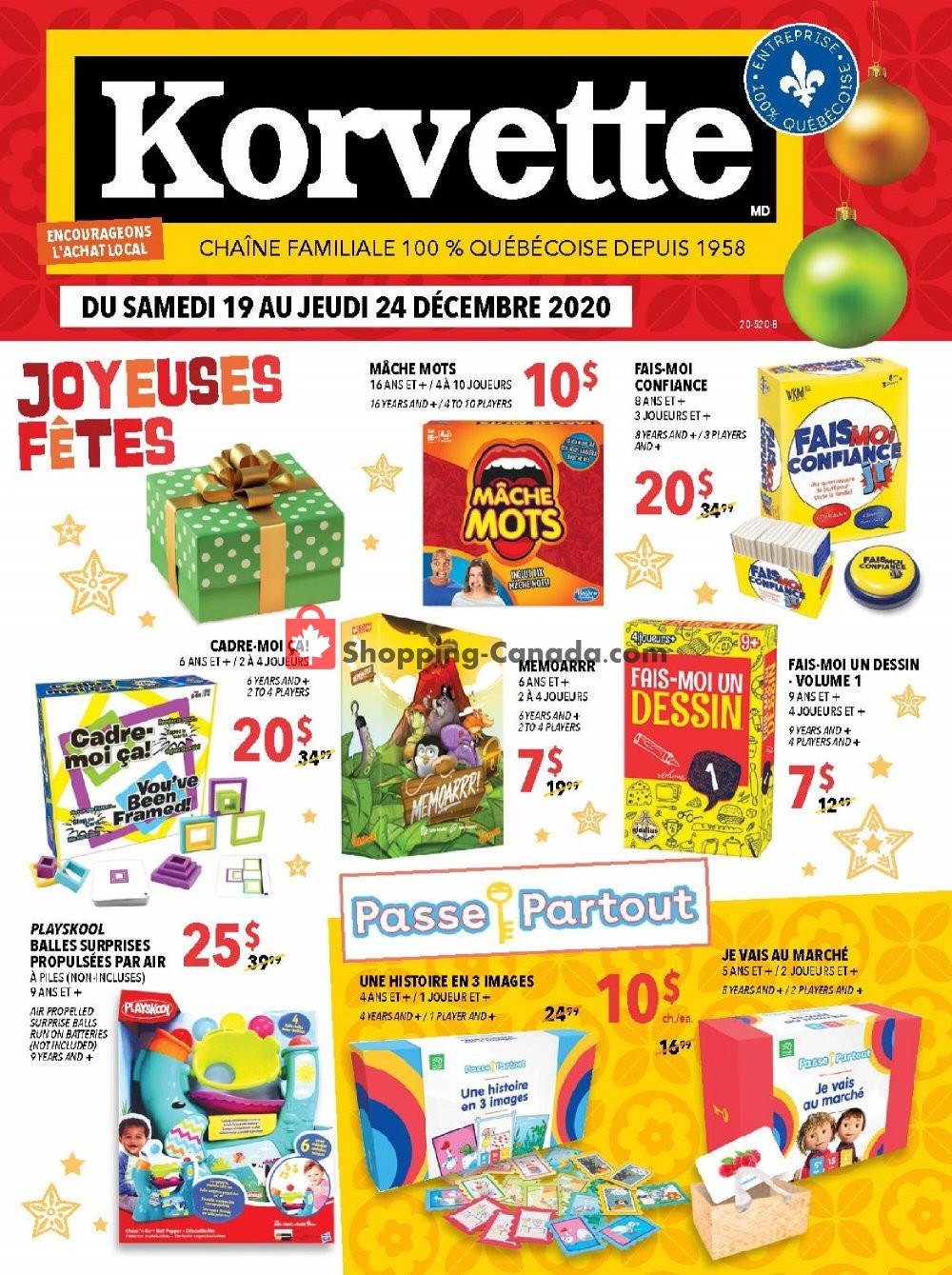 Korvette flyer from Saturday December 19, 2020 to Thursday December 24, 2020 - page 1