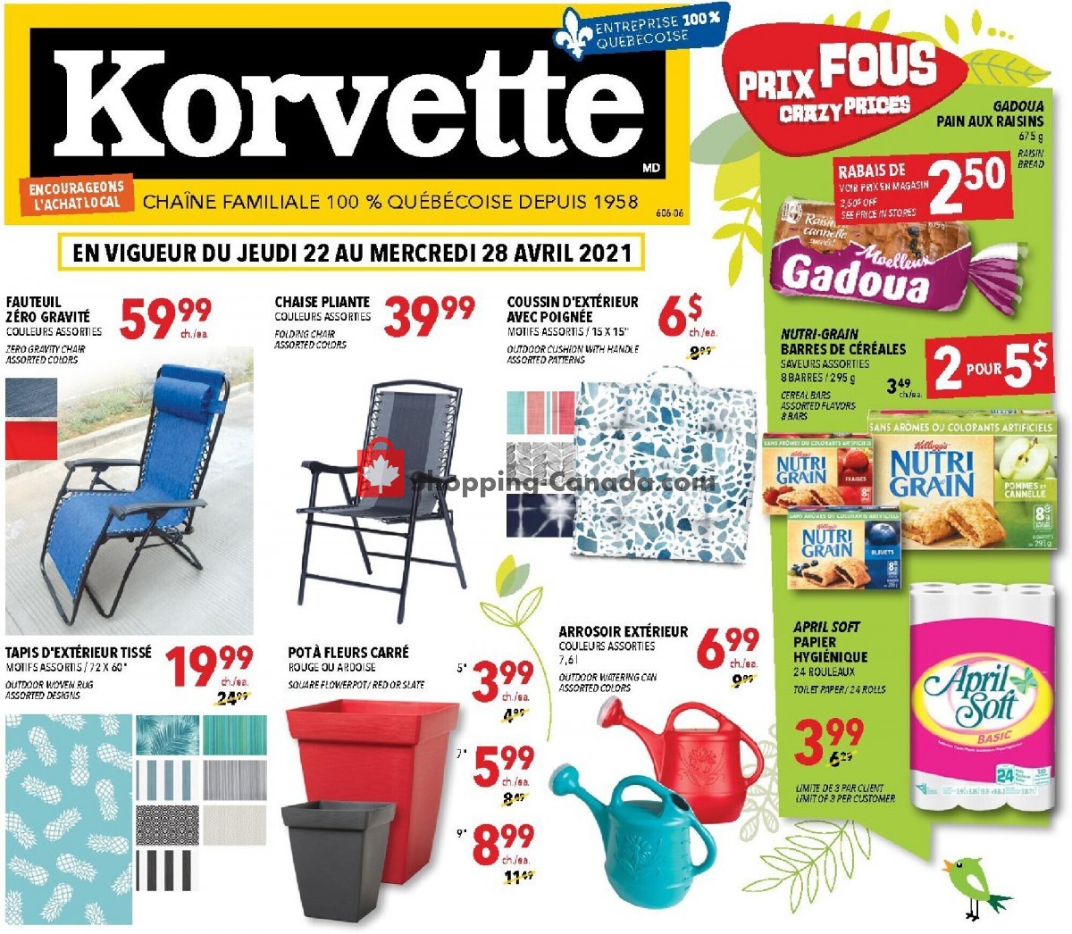 Korvette flyer from Thursday April 22, 2021 to Wednesday April 28, 2021 - page 1
