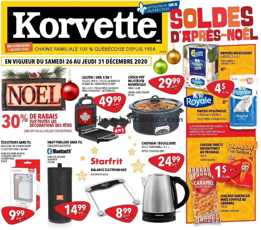 Korvette flyer from Saturday December 26, 2020 to Thursday December 31, 2020 - page 1