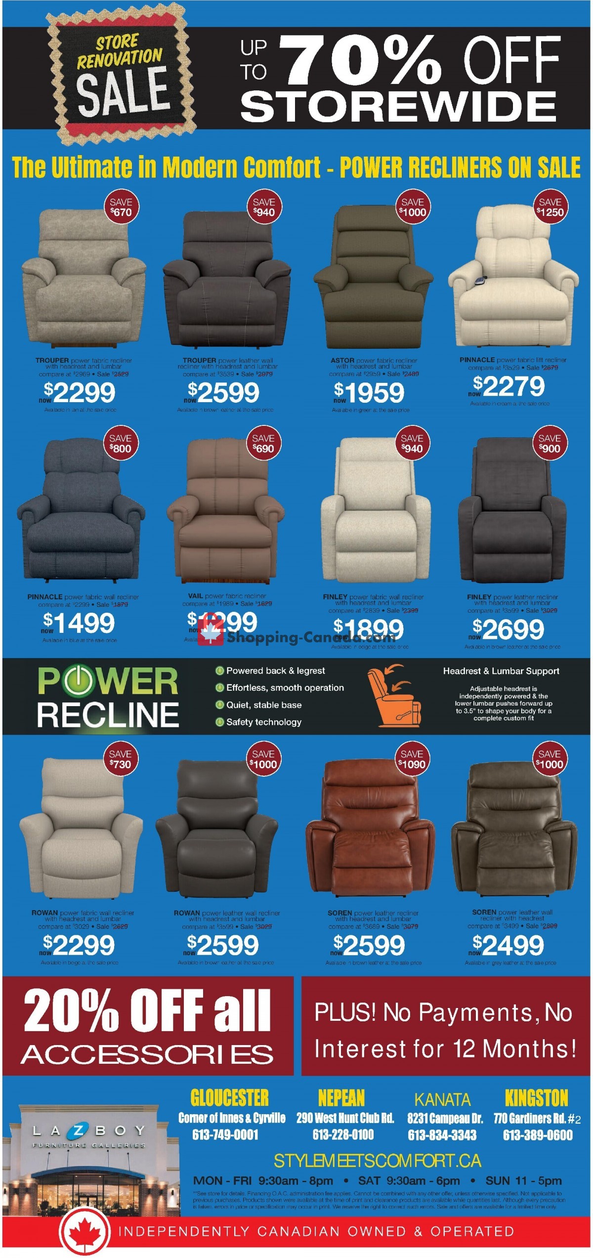 LaZBoy Canada, flyer (Store Closing For Renovation Sale) August 5