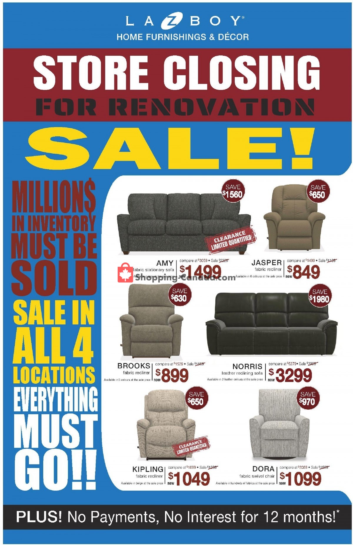 LaZBoy Canada, flyer (Store Closing For Renovation Sale) June 24