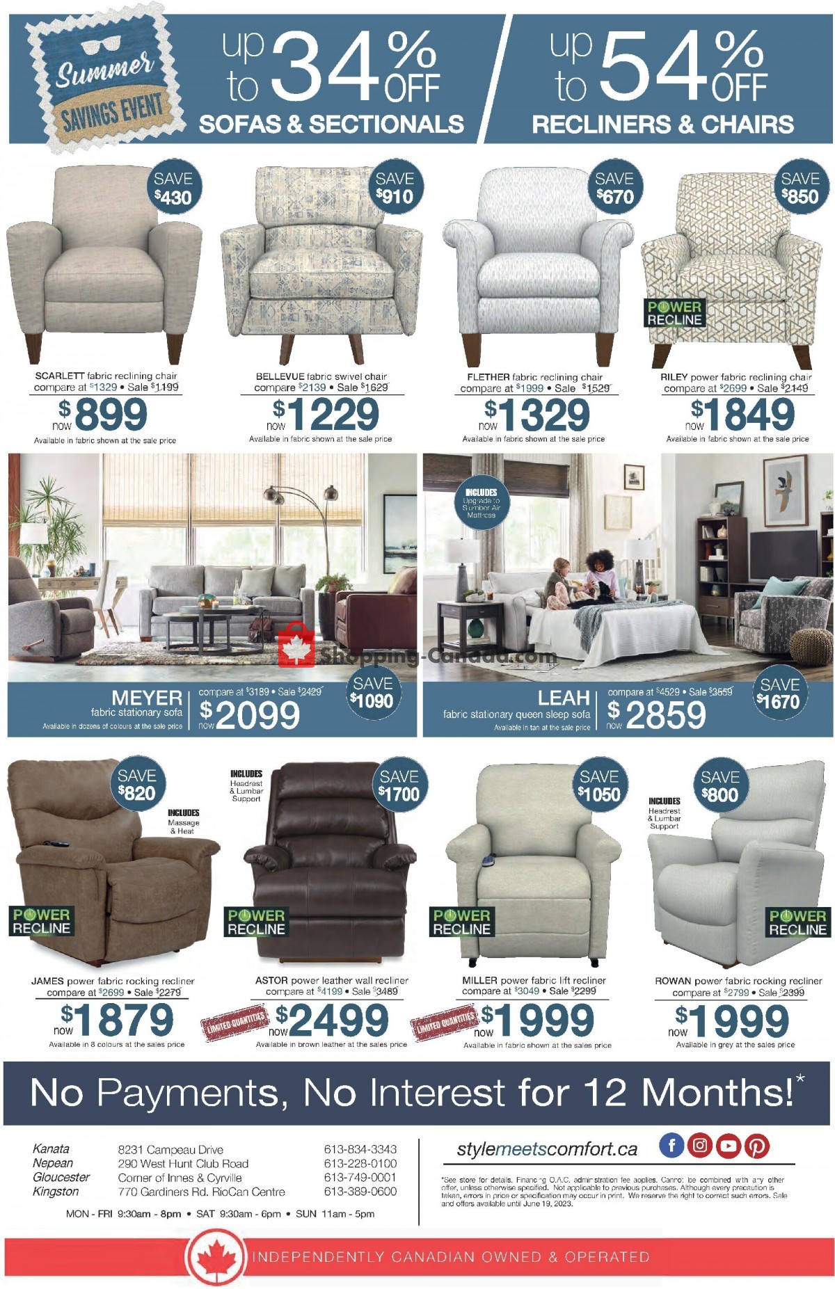 LaZBoy Canada, flyer (Summer Savings Sale) June 9 June 22, 2023