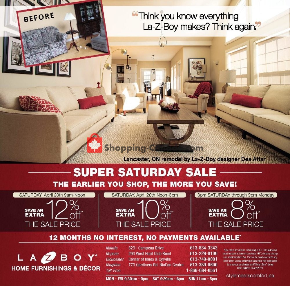 La-Z-Boy flyer from Saturday April 20, 2019 to Saturday April 20, 2019 - page 1