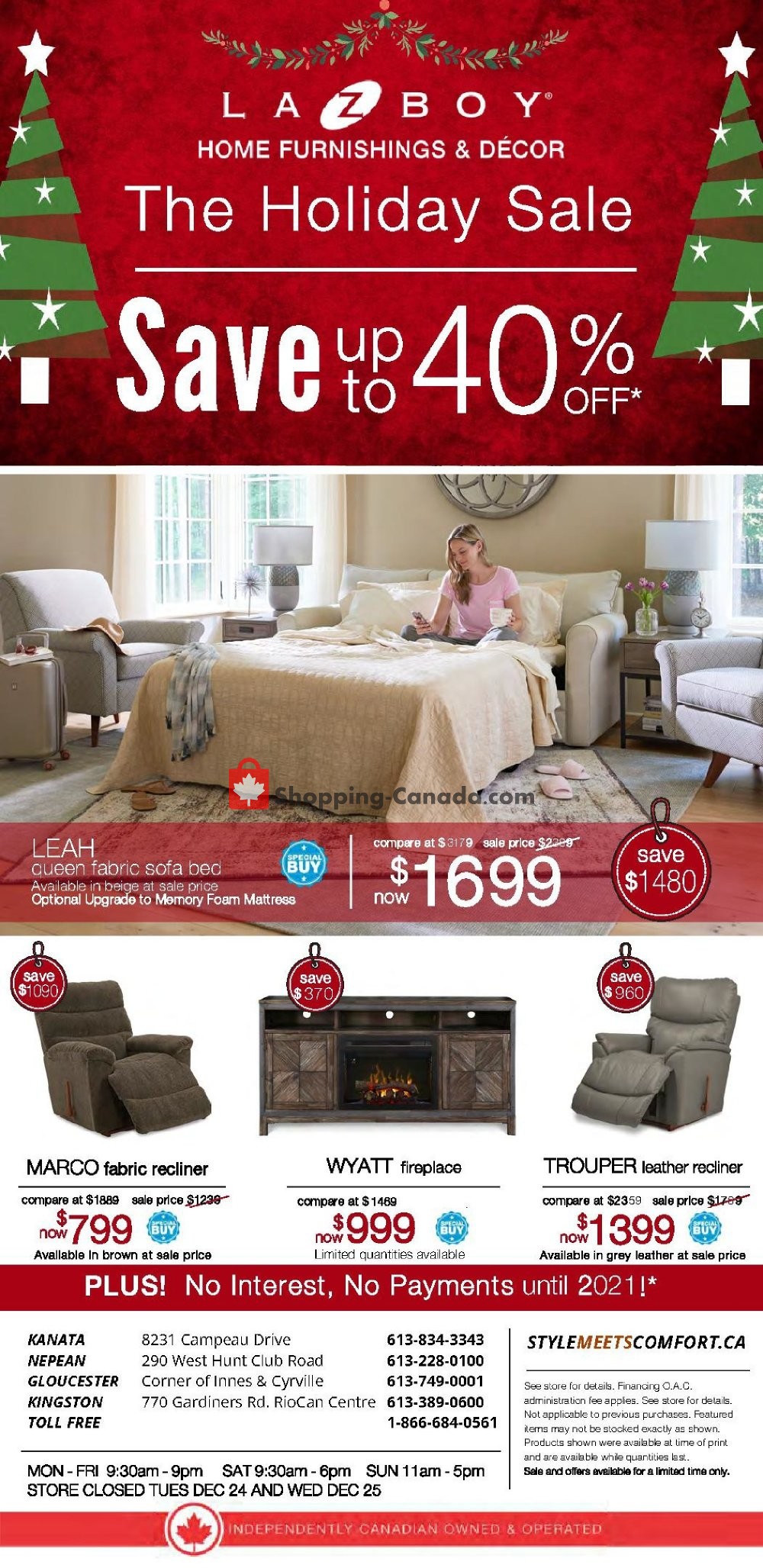 LaZBoy Canada, flyer (The Holiday Sale) December 10 December 16