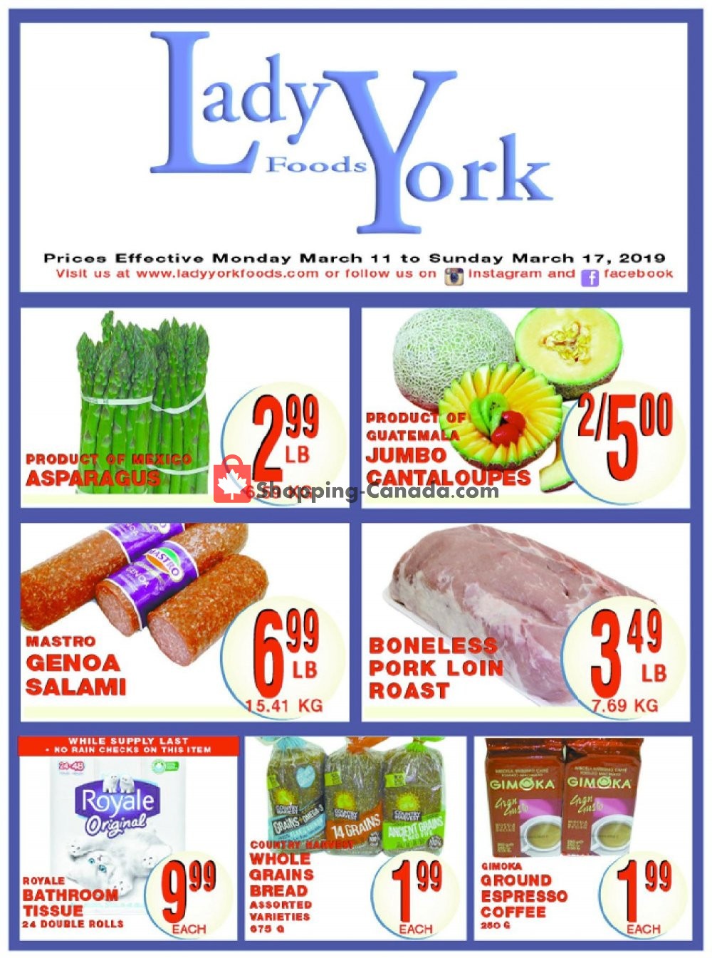 Lady York Foods flyer from Monday March 11, 2019 to Sunday March 17, 2019 - page 1