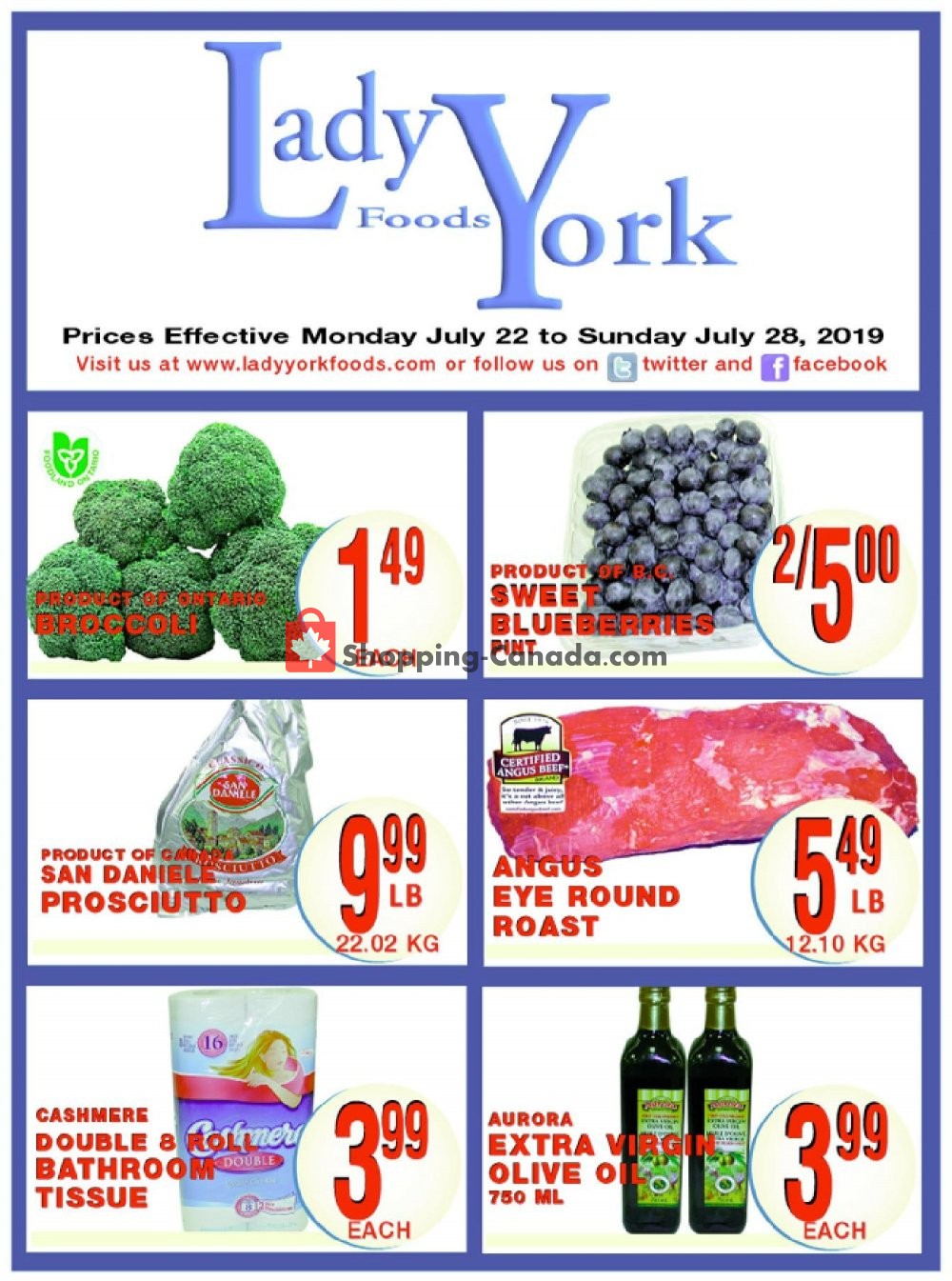 Lady York Foods flyer from Monday July 22, 2019 to Sunday July 28, 2019 - page 1