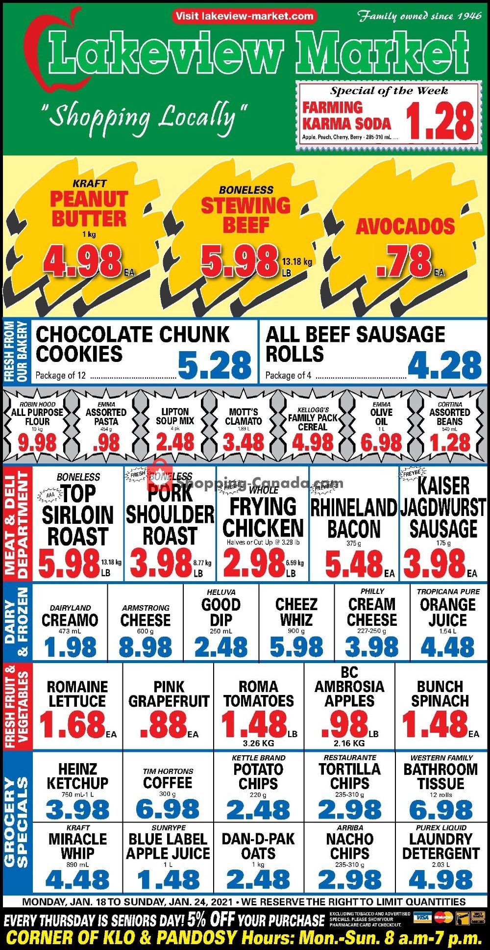 Lakeview Market flyer from Monday January 18, 2021 to Sunday January 24, 2021 - page 1