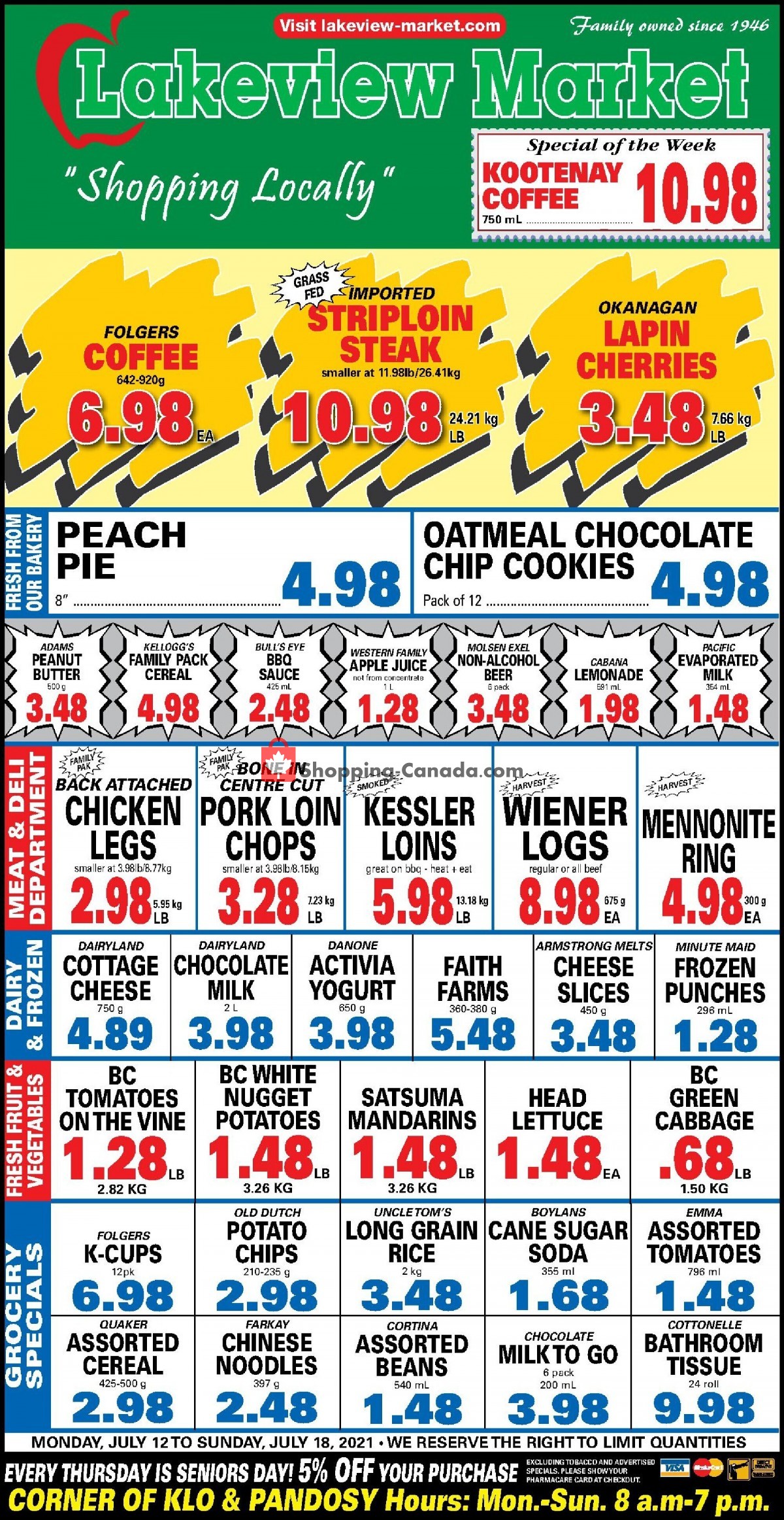 Lakeview Market flyer from Monday July 12, 2021 to Sunday July 18, 2021 - page 1