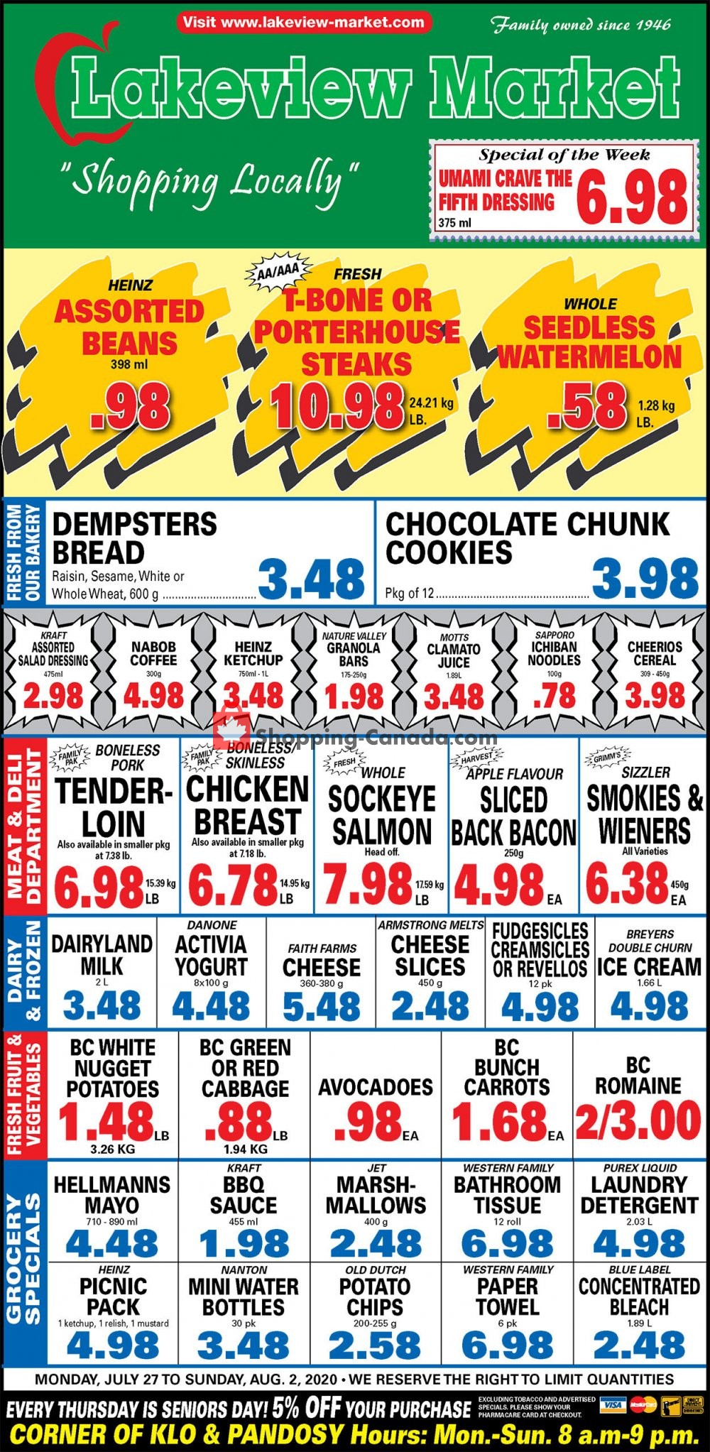 Lakeview Market flyer from Monday July 27, 2020 to Sunday August 2, 2020 - page 1