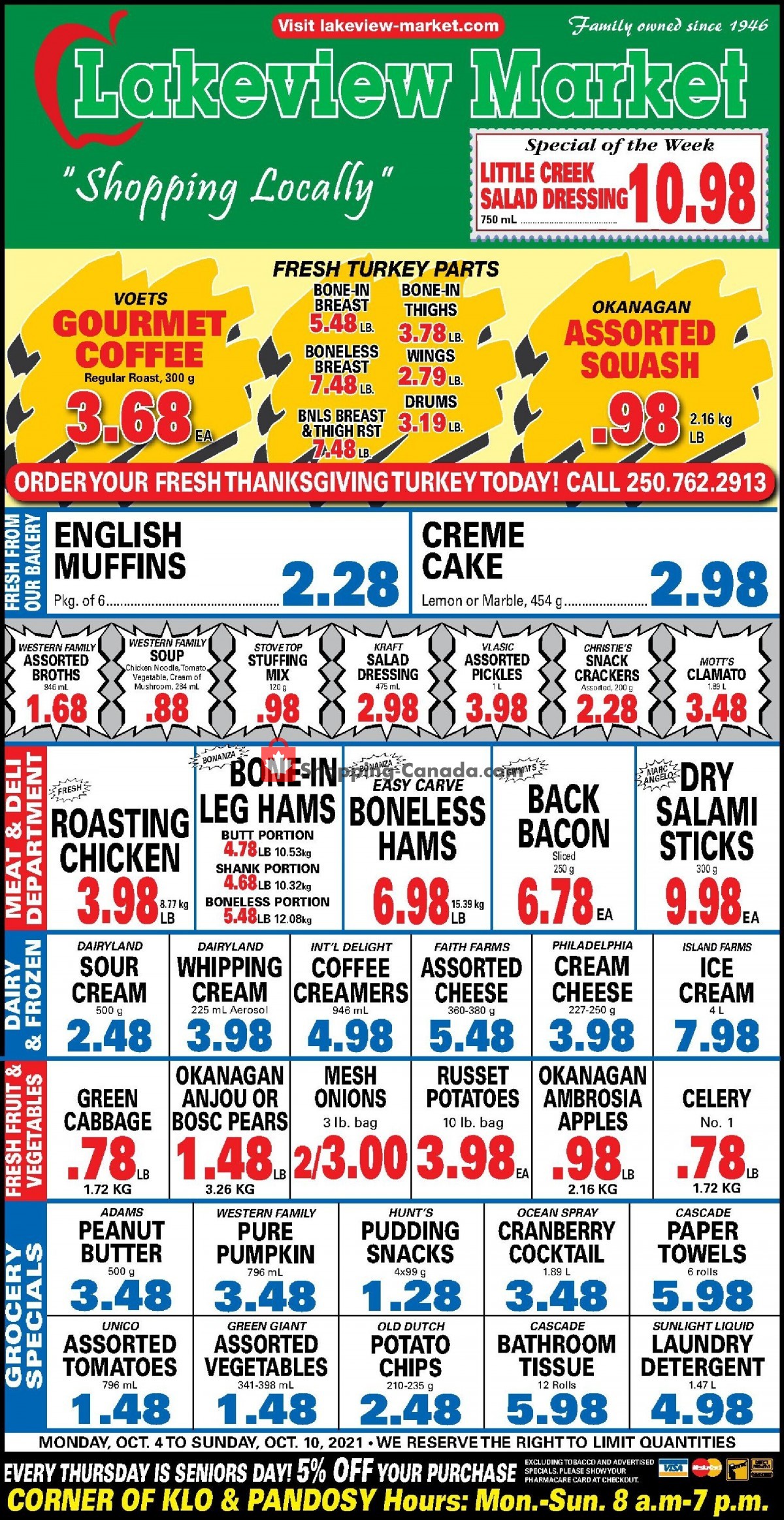 Lakeview Market flyer from Monday October 4, 2021 to Sunday October 10, 2021 - page 1