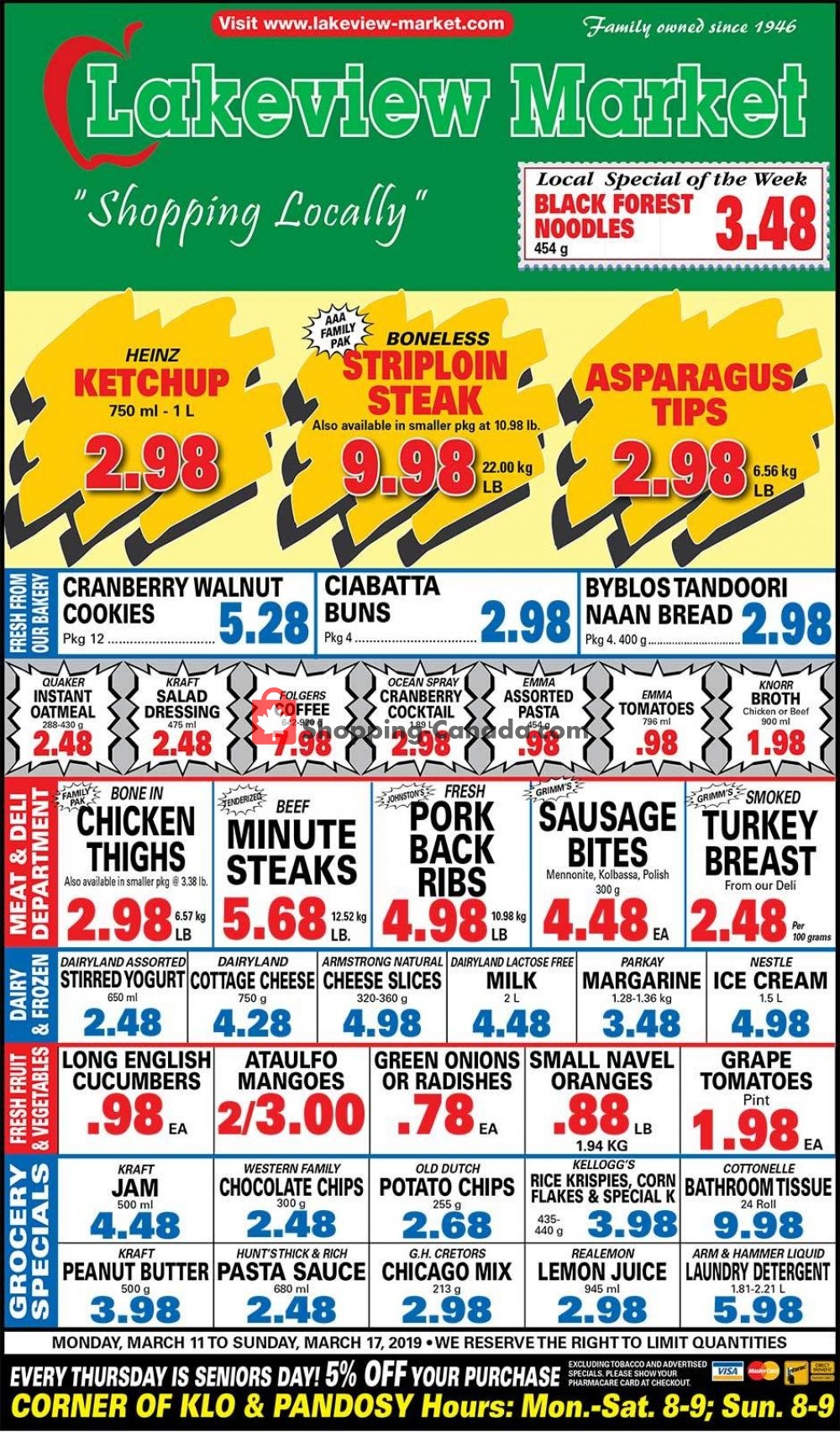 Lakeview Market flyer from Monday March 11, 2019 to Sunday March 17, 2019 - page 1