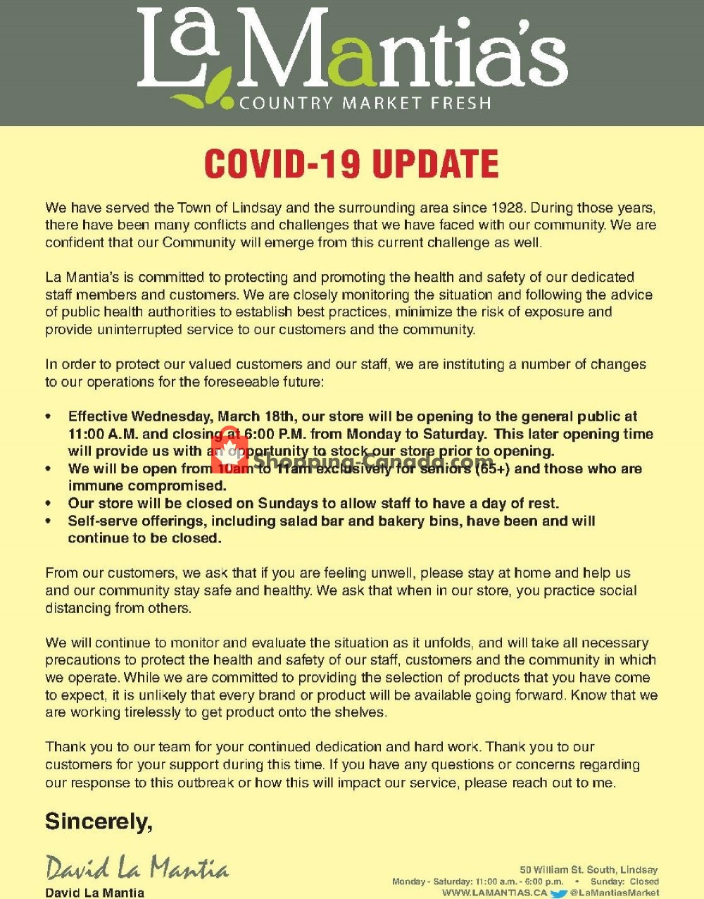 Lamantia's Country Market flyer from Monday April 20, 2020 to Sunday April 26, 2020 - page 1