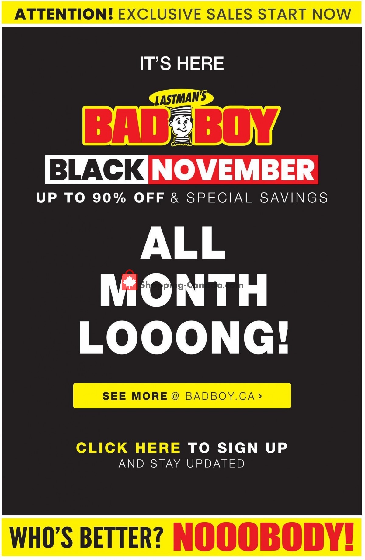 Lastman's Bad Boy Canada, flyer (Big Holiday Savings) November 1
