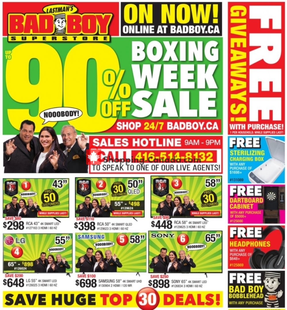 Lastman's Bad Boy Canada, flyer (Boxing Week Sale) December 26 January 13, 2021 Shopping